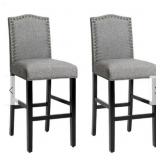 Costway 2 Piece Espresso & Grey Bar Stools