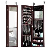 Costway Wall / Door Mount Jewelry Cabinet w/ Mirro