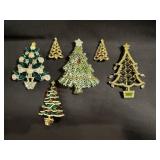 (6) Avon Christmas Tree Pins