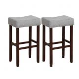 Costway Set of 29 Inch Upholstered Bar Stools Grey