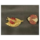 Swarovski Lady Bug Pin / Monet Rhinestone Ladybug