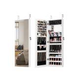 Costway 43.5 Inch Jewelry Mirror Cabinet White