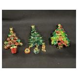 (3) Marked Christopher Radco Christmas Tree Pins