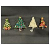 (4) Marked Christopher Radco Christmas Tree Pins