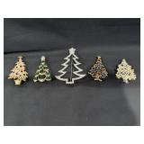 (5) Marked Eisenberg Ice Christmas Tree Pins