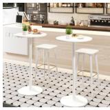 Costway White Round Bistro Tables Set of 2