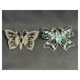 Sterling Silver Butterfly Pins (2)
