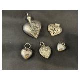(5) Heart Pendants No Markings