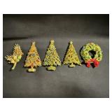 (6) Marked ART Assorted Christmas Pins