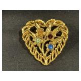 Karatclad 18K HGP Family Tree Rhinestone Heart Pin