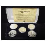 National Treasures 5pc 1oz Silver Rounds
