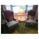 Chairs w/ Throw Blankets and Side Table