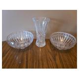 Mikasa Crystal Bowls & Unmarked Vase
