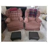 Set of 2 Recliners & Foot Stools w/ Throw