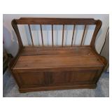 Wooden Storage Bench & Contents