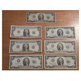 US $1 and $2 Bills