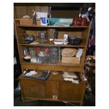 Wooden Hutch w/ Contents