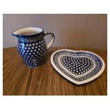 Boleslawiec Polish Pottery Pitcher & Plate