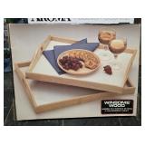2 Piece Beechwood Tray Set