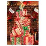 Costway 15 Stacked Pre-Lit GiftBox Tower 67'