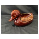 Vintage Hull Pottery Brown Drip Glaze Duck