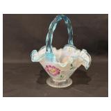 Vintage Fenton Handpainted Signed  Opal Basket