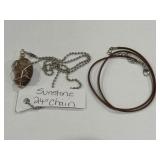 Sunstone Crystal Pendant w/24' Silvertone &  20'