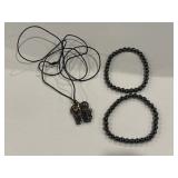 Hematite Elephant Necklace (2) Hematite Bracelets