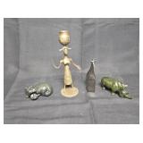 Hand Carved Stone and Metal Figurines