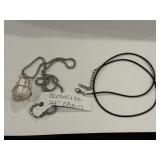 Scolecite Crystal Pendant w/ 24' Silvertone & 20'