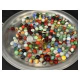 205 Vintage Assorted Size Marbles on Silvertone