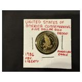 1986 US Commemorative 5 Dollar Gold Proof American