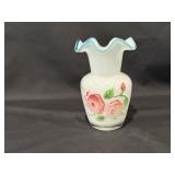 Vintage Fenton 6' Swirl Blue Ruffled Crest Vase