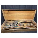 Vintage Croquet Set w/ Wooden Case