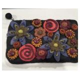 Rising Tide Zipper Pouch Needle Felted Wool