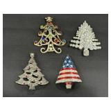 (4) Christmas Tree Pins Marked