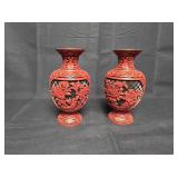 Chinese Carved Cinnabar Vases