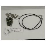 Larsonite Crystal Pendant w/24' Silvertone & 20'