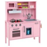 Costway Kids Play Kitchen Set Pink