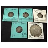 5 Foreign Coins 925 Silver