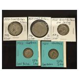 5 Foreign Coins 50% Silver