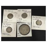 5 Foreign Coins Partial Silver