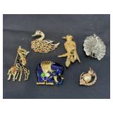 (6) Vintage Animal Pins