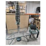 Outdoor Table w/ Chairs and Umbrella