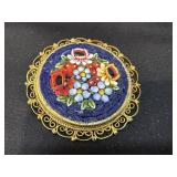 Vintage Mosaic Floral Pin Marked Italy