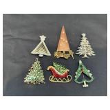 (6) Christmas Tree Pins