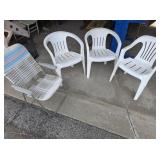 3 Plastic Chairs & 1 Folding Chair