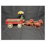 Vintage Cast Iron Schultz Beer & Ale Horse Drawn