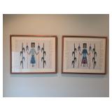 Navajo Yei Textile Tapestries in Frames