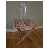 Wooden Folding Table & Glass Jar